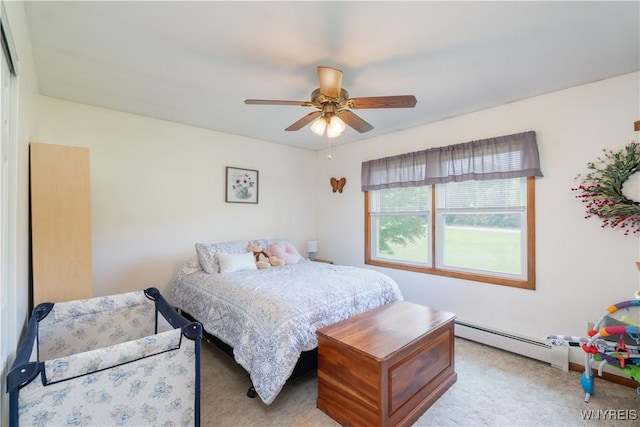 7727 Dewitt Rd, Pike, NY 14024 - carpeted bedroom featuring baseboard heating and a ceiling fan