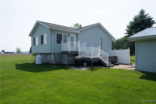 7727 Dewitt Rd, Pike, NY 14024 - rear view of house featuring a yard and a wooden deck