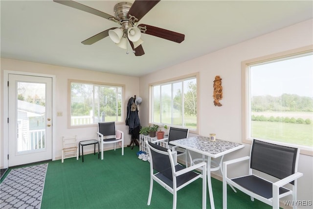 7727 Dewitt Rd, Pike, NY 14024 - carpeted dining area with a ceiling fan