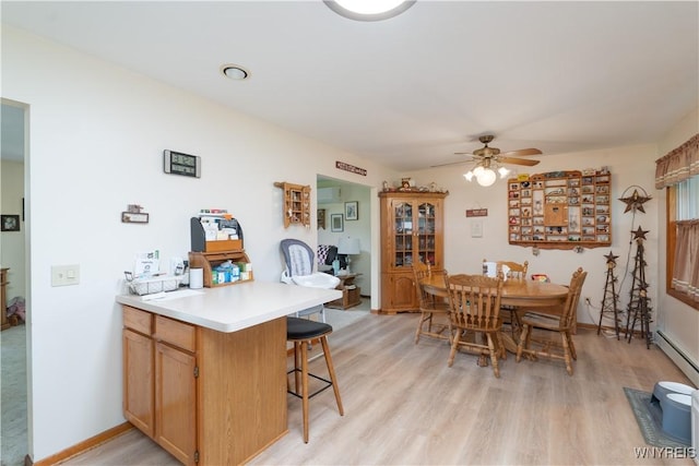 7727 Dewitt Rd, Pike, NY 14024 - dining space with light wood finished floors and ceiling fan