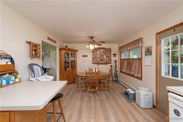 7727 Dewitt Rd, Pike, NY 14024 - dining room featuring light wood finished floors and a ceiling fan