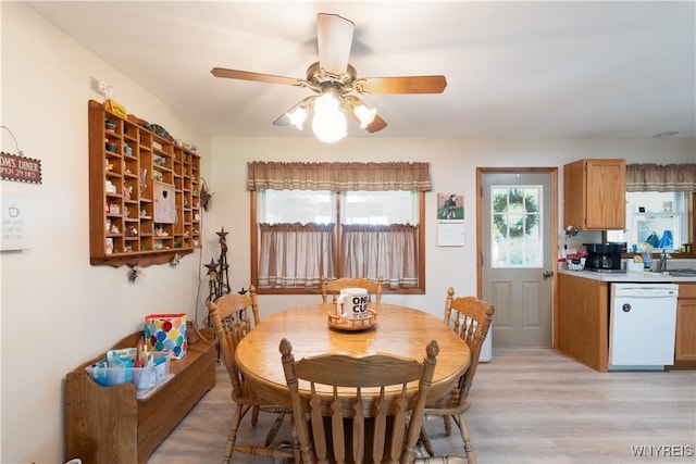7727 Dewitt Rd, Pike, NY 14024 - dining space with light wood finished floors and a ceiling fan