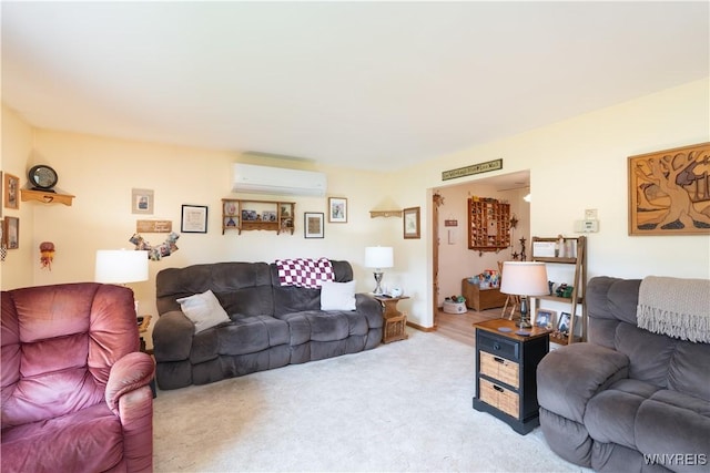 7727 Dewitt Rd, Pike, NY 14024 - living area with a wall unit AC and light colored carpet