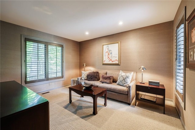 7974 Oak Brook Cir, Pittsford, NY 14534 - living room with light colored carpet and recessed lighting