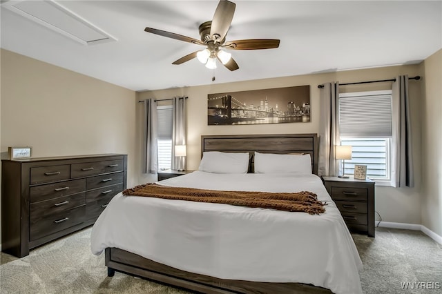 774 Loretta St, Tonawanda-Town, NY 14150 - bedroom featuring light carpet, a ceiling fan, and attic access