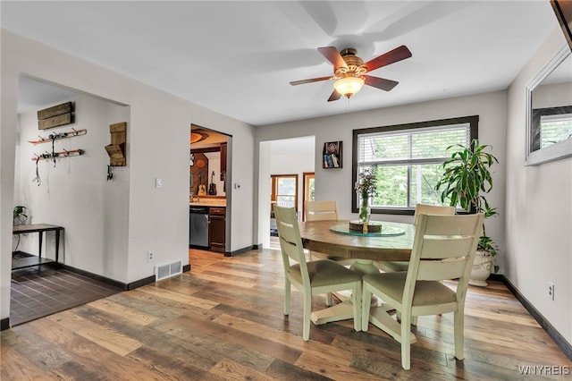 28 Woodstock Rd, Concord, NY 14069 - dining area featuring wood finished floors and a ceiling fan