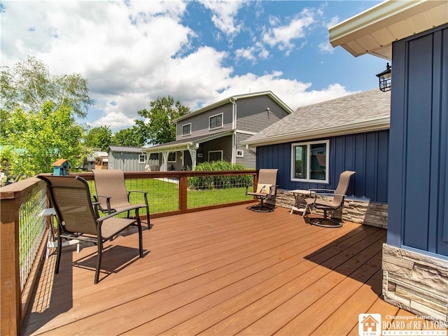 2389 Lakeside Dr, Busti, NY 14710 - wooden terrace featuring a yard