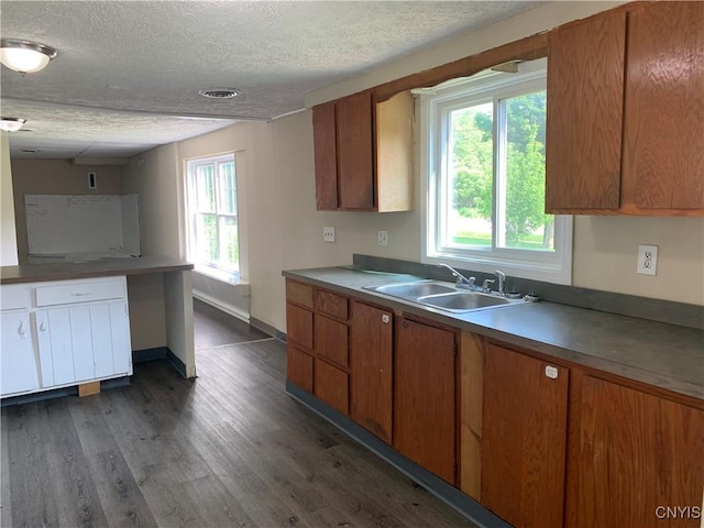 20 Park Ave, Sandy Creek, NY 13083 - kitchen with brown cabinets, plenty of natural light, wood finished floors, a textured ceiling, and light countertops