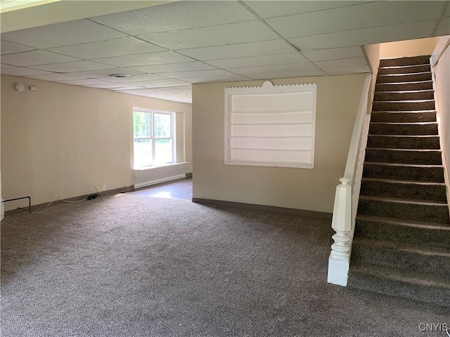 20 Park Ave, Sandy Creek, NY 13083 - unfurnished room with a drop ceiling, carpet flooring, and stairway