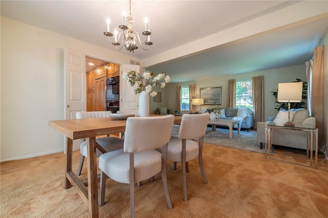 115 Crandon Way, Brighton, NY 14618 - dining space featuring light carpet and a chandelier