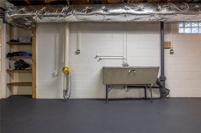 115 Crandon Way, Brighton, NY 14618 - below grade area featuring concrete block wall and a sink