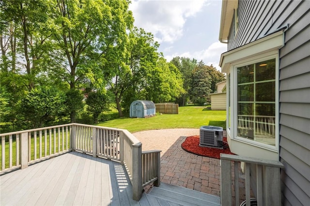 115 Crandon Way, Brighton, NY 14618 - deck with a storage unit, a yard, a patio area, and view of scattered trees