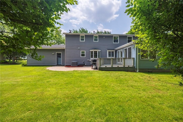 115 Crandon Way, Brighton, NY 14618 - rear view of house with a patio, a lawn, and a wooden deck