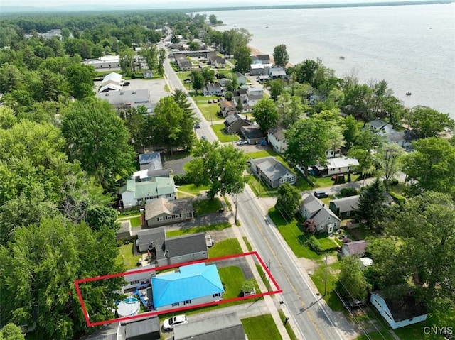 2008 Main St, Vienna, NY 13157 - aerial view of residential area featuring a large body of water and property parcel outlined