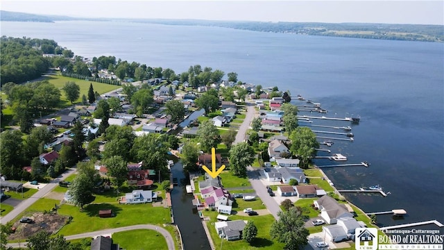 2411 Lakeside Dr, Busti, NY 14710 - aerial perspective of suburban area featuring a nearby body of water