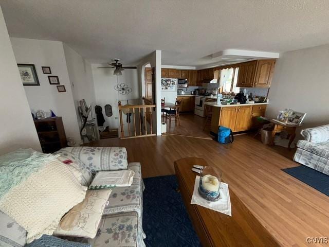 27217 Three Mile Point Rd, Lyme, NY 13622 - living room with wood finished floors and a ceiling fan