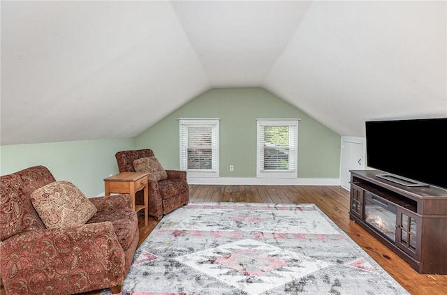 351 Jefferson Ave, Perinton, NY 14450 - living room featuring hardwood / wood-style flooring and vaulted ceiling