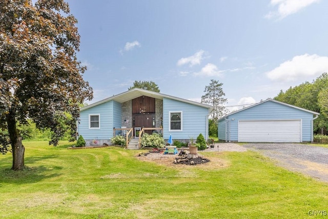 7118 Glass Factory Rd, Trenton, NY 13354 - view of front of property featuring a garage, a front lawn, and an outdoor structure