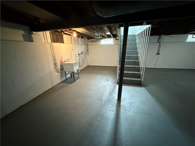 202 Klein St, Rochester, NY 14621 - basement featuring a sink and stairs