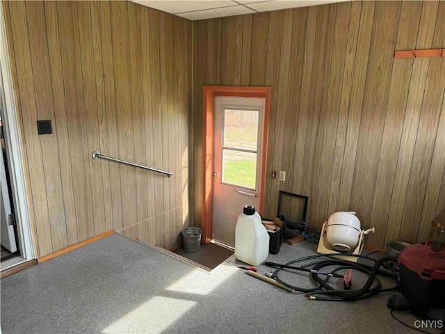 1902 E River Rd, Olean-Town, NY 14760 - misc room with carpet floors and wood walls