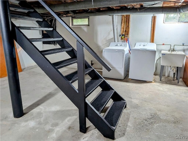 6 Cotty Dr, Dewitt, NY 13057 - below grade area with independent washer and dryer and stairway