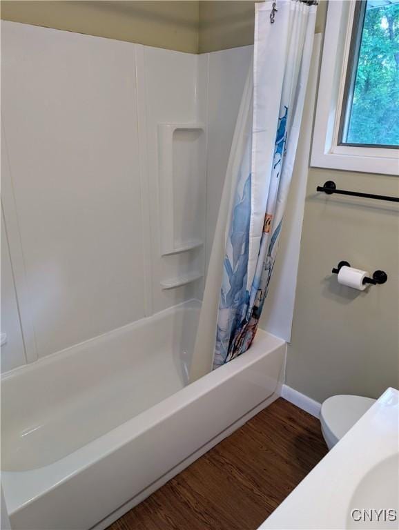 6 Cotty Dr, Dewitt, NY 13057 - full bathroom featuring shower / bath combination with curtain and wood finished floors