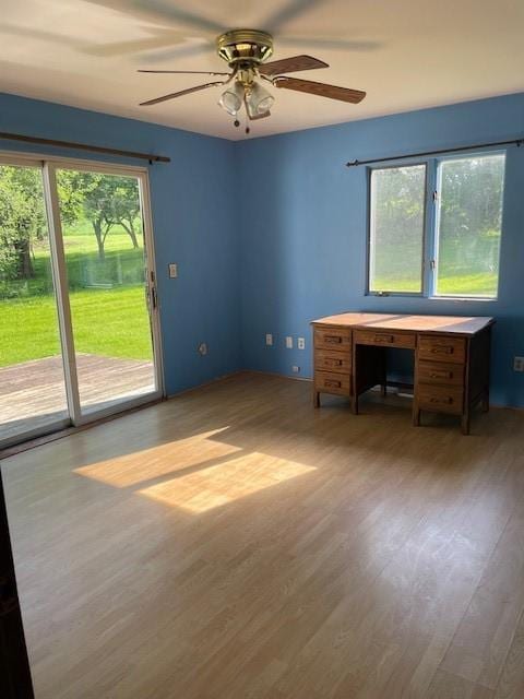 824 Franklin St, Skaneateles, NY 13152 - unfurnished office with ceiling fan and wood finished floors