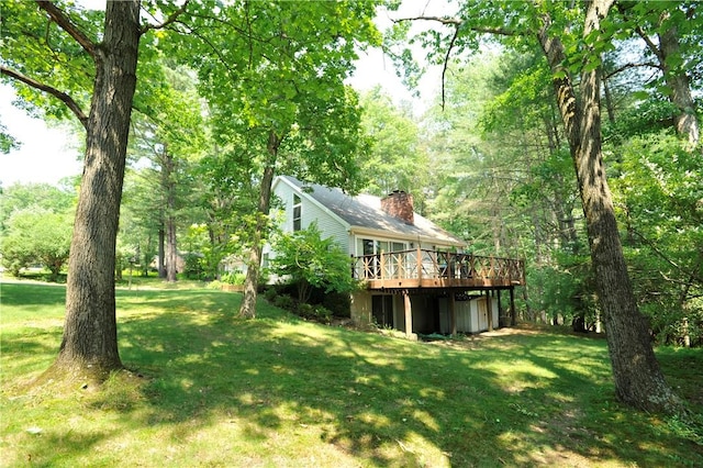 106 Weston Ln, Erwin, NY 14870 - view of grassy yard with a deck and a forest view