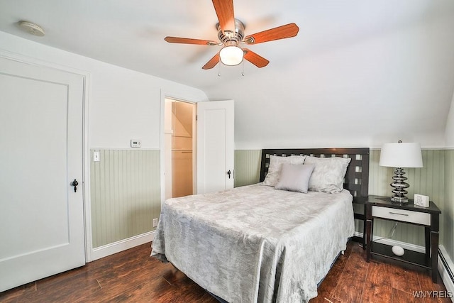 235 Koenig Rd, Tonawanda-Town, NY 14150 - bedroom with wainscoting, wood finished floors, and a ceiling fan
