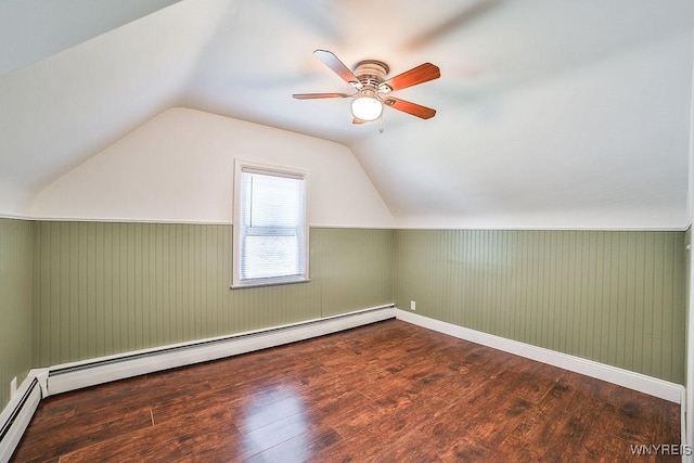 235 Koenig Rd, Tonawanda-Town, NY 14150 - bonus room with a baseboard heating unit, ceiling fan, lofted ceiling, and wood finished floors