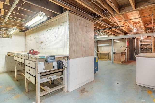 285 Panorama, Penfield, NY 14625 - unfinished basement featuring a workshop area and concrete block wall