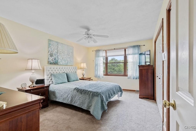 5810 Nobleton Cir, Onondaga, NY 13078 - bedroom featuring light colored carpet and ceiling fan