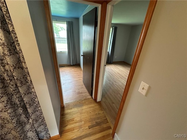 8071 Evesborough Dr, Clay, NY 13041 - hallway with light wood-style flooring and baseboards