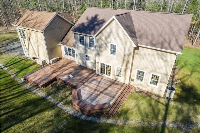 6270 Wolf Run Rd, Campbell, NY 14821 - rear view of property featuring a wooden deck and a lawn