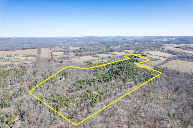 6270 Wolf Run Rd, Campbell, NY 14821 - aerial view of sparsely populated area with property boundaries highlighted