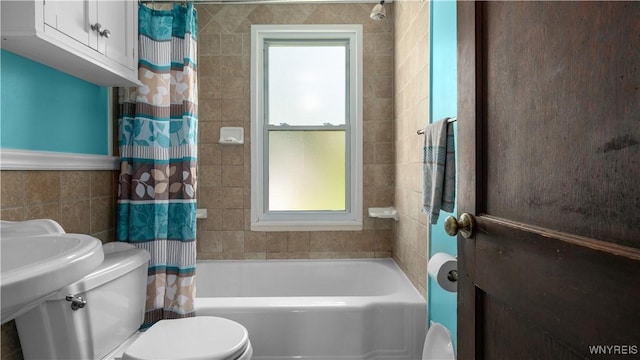 610 Huth Rd, Cheektowaga, NY 14225 - full bath featuring shower / tub combo with curtain and tile walls