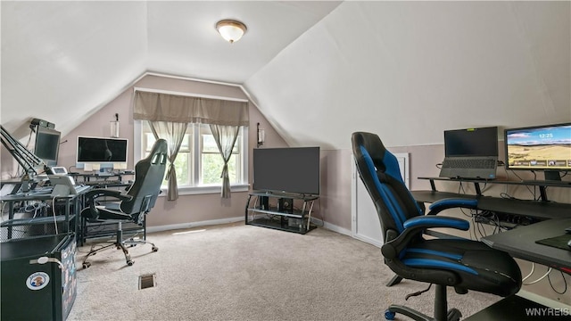610 Huth Rd, Cheektowaga, NY 14225 - carpeted office space featuring baseboards and vaulted ceiling