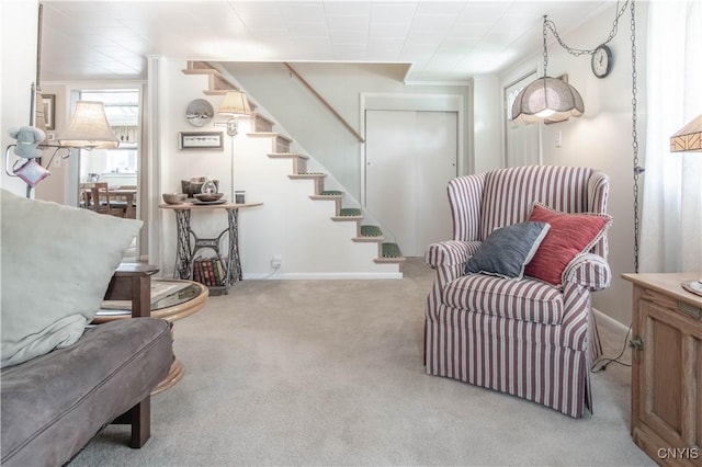 225 Breen Ave, Watertown-City, NY 13601 - sitting room with carpet and stairway