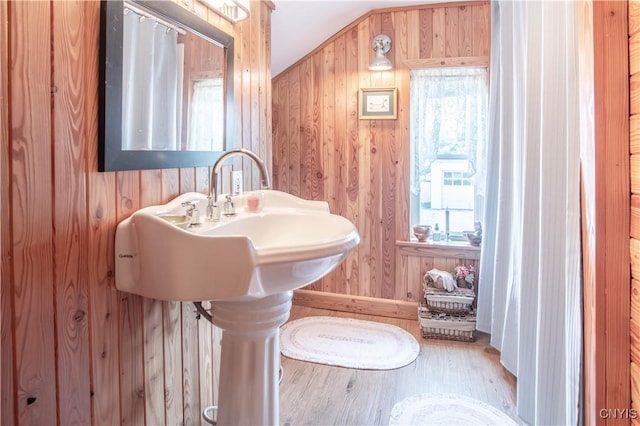 225 Breen Ave, Watertown-City, NY 13601 - bathroom featuring wood finished floors and wooden walls