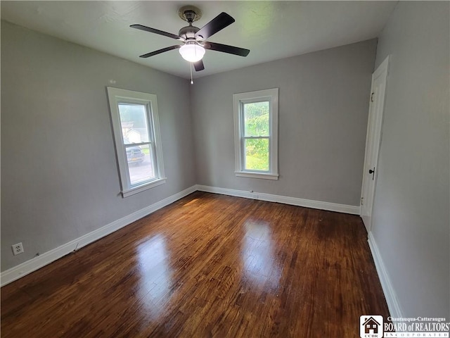 116 Park St, Jamestown, NY 14701 - empty room with wood finished floors and ceiling fan