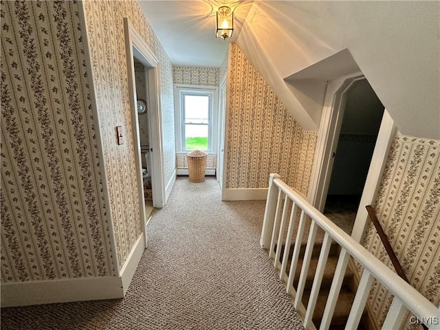 4076 State Highway 37, Morristown, NY 13669 - hall featuring wallpapered walls and carpet floors