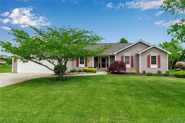 735 Pletcher Rd, Lewiston, NY 14092 - single story home with driveway, a front lawn, and roof with shingles