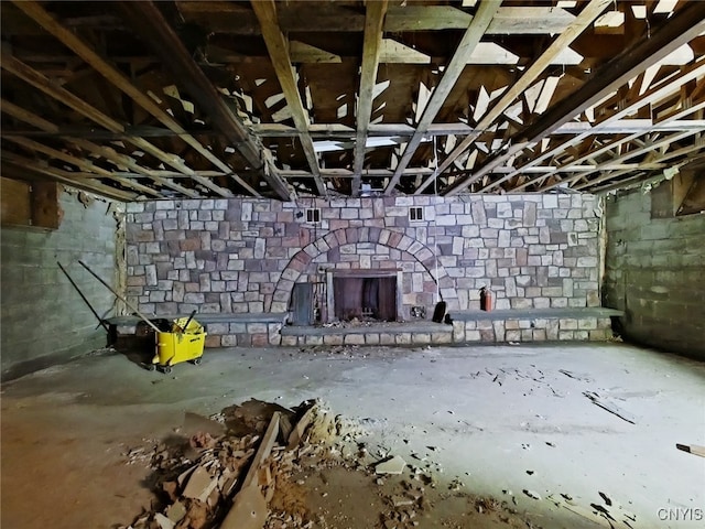 756 Herkimer Rd, Utica, NY 13502 - unfinished basement featuring concrete block wall