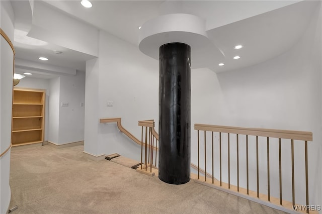 40 Waterfront Cir, Buffalo, NY 14202 - hallway with carpet, recessed lighting, and an upstairs landing