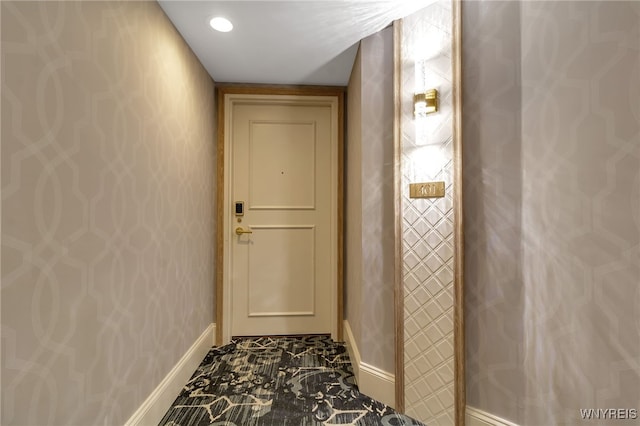 40 Waterfront Cir, Buffalo, NY 14202 - doorway featuring baseboards and wallpapered walls