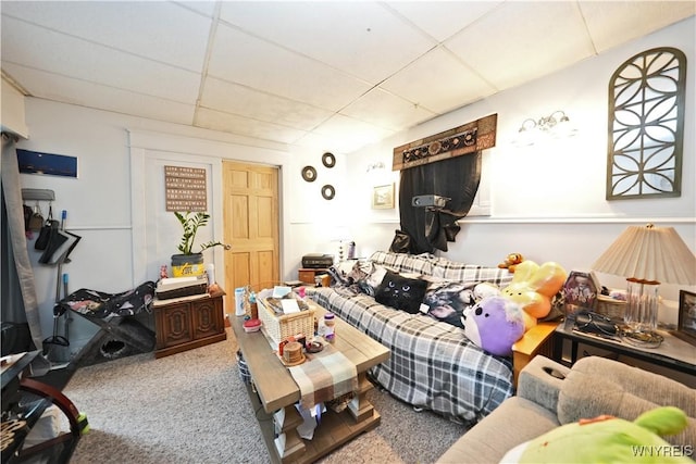 377 Pine Ridge Rd, Cheektowaga, NY 14225 - living room with carpet flooring and a paneled ceiling