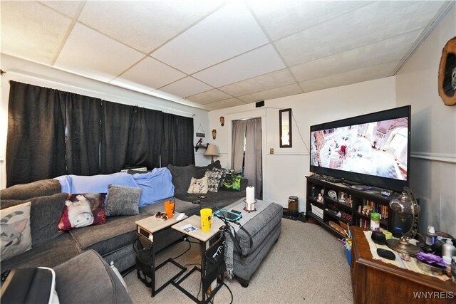 377 Pine Ridge Rd, Cheektowaga, NY 14225 - living room with a paneled ceiling and carpet flooring