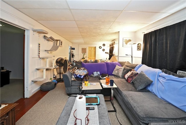377 Pine Ridge Rd, Cheektowaga, NY 14225 - living room with a drop ceiling and wood finished floors