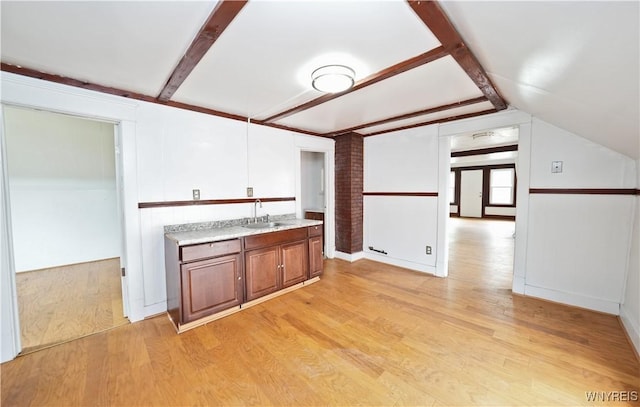 377 Pine Ridge Rd, Cheektowaga, NY 14225 - bar featuring light wood-type flooring and vaulted ceiling