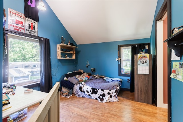 3839 Thompson Ave, Castile, NY 14549 - bedroom featuring lofted ceiling and wood finished floors